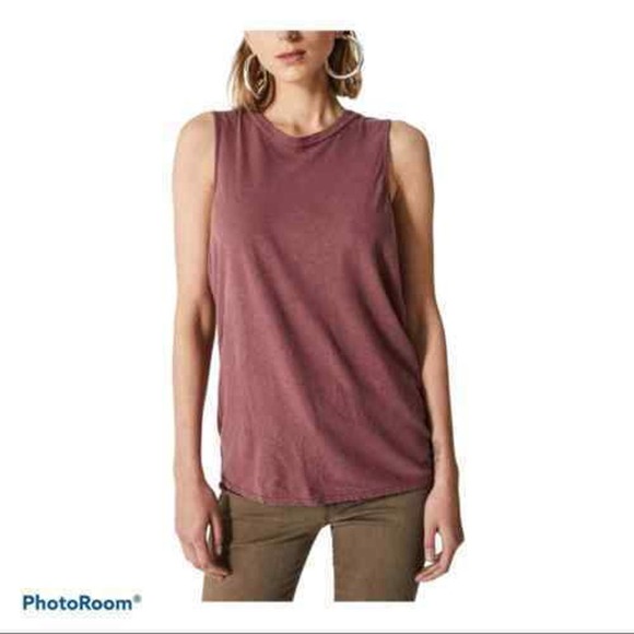 ADRIANO GOLDSCHMIED Maroon Sleeveless Jersey Tank Top High-Low Women's Size M - Picture 1 of 5